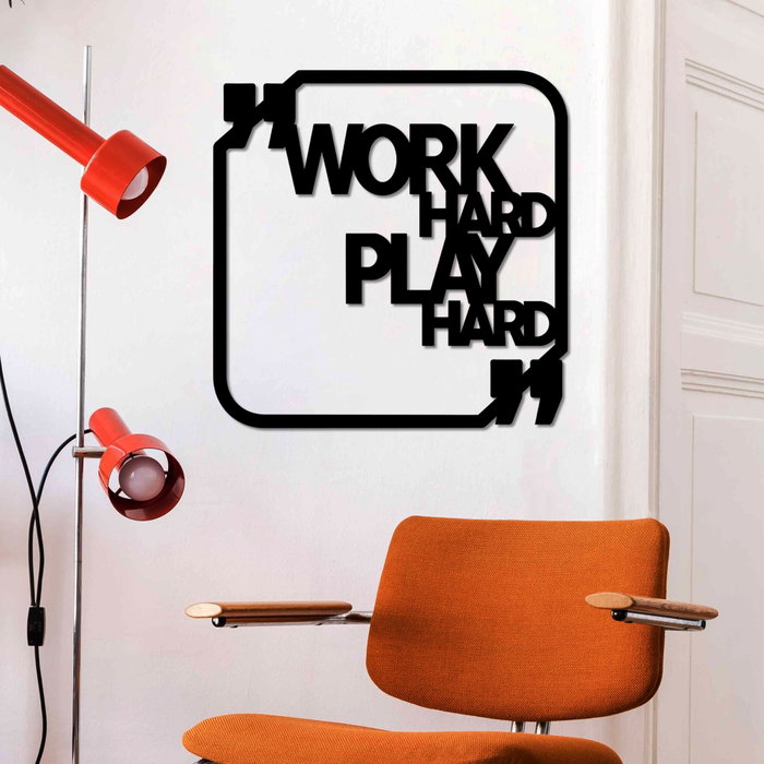 Wallity Work Hard Play Hard Escultura de Pared Negra